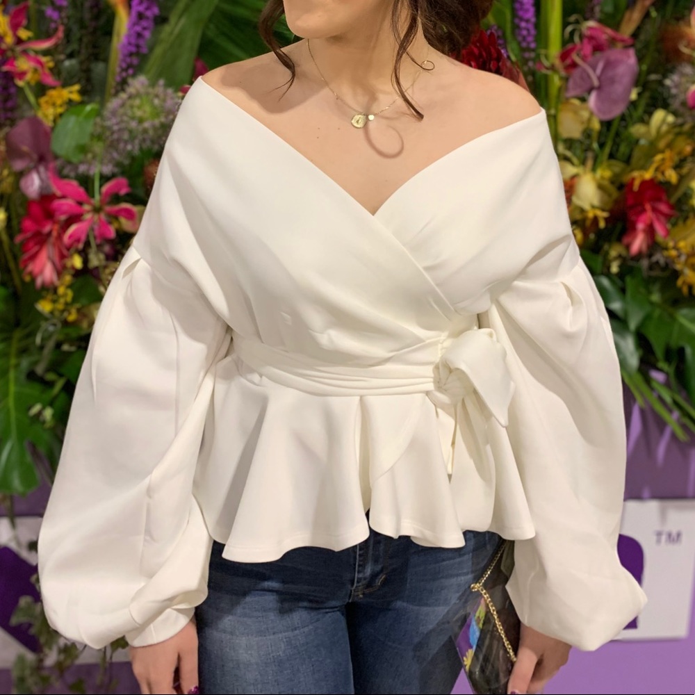 Elegant White Wrap Blouse